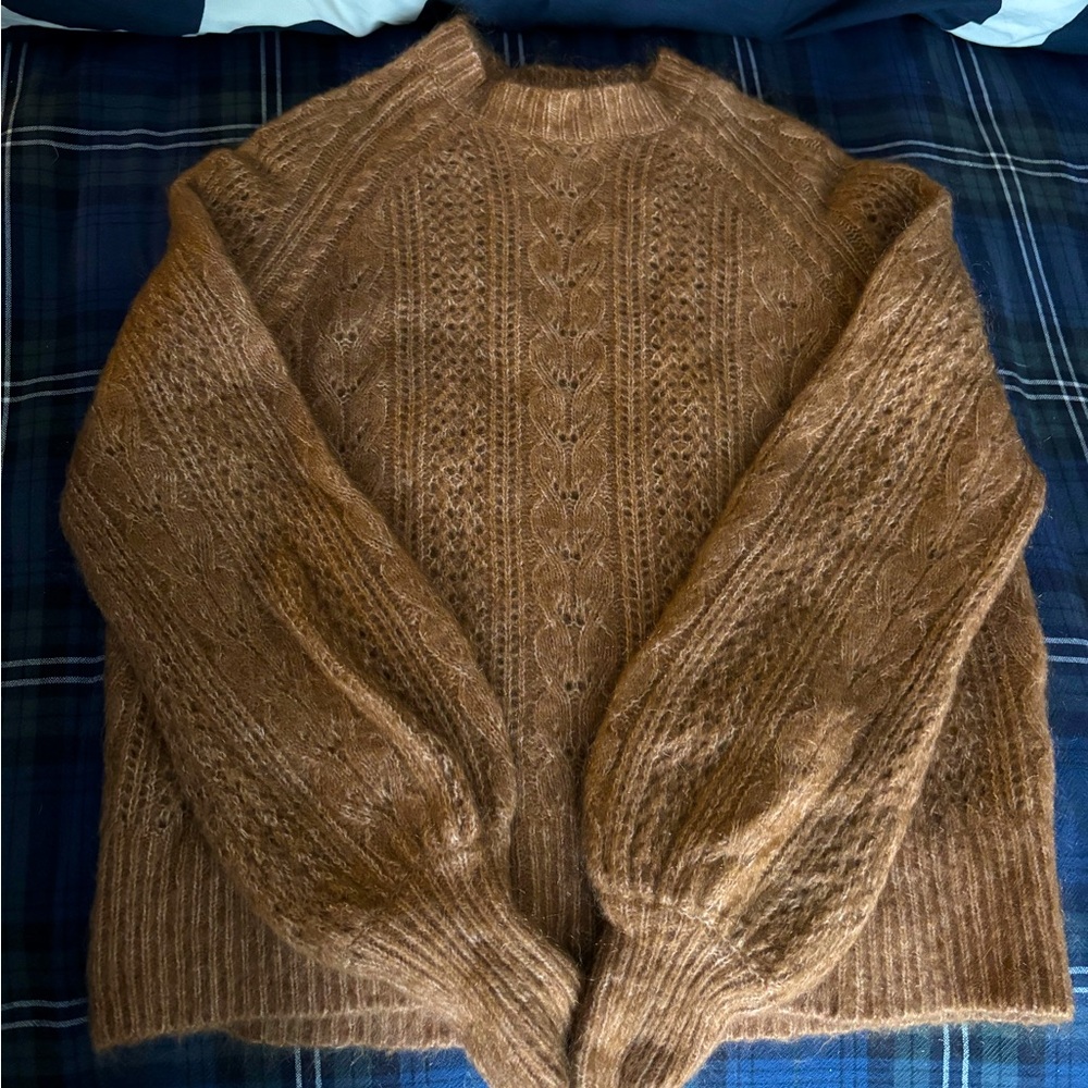 Sezane Brown Cable Knit Sweater